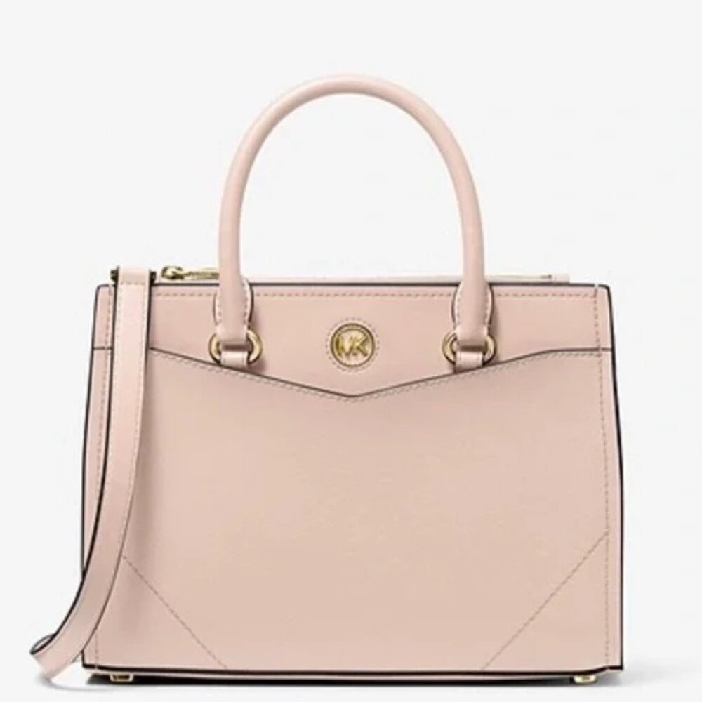 NEW Michael Kors Everly Medium Cross Body Soft Pink Leather Satchel Blush Bag